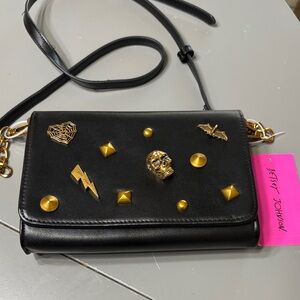 Betsey Johnson Black Crossbody Bag with Gold Embellishments